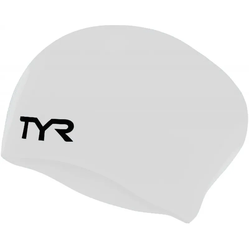 TYR Long Hair Wrinkle-Free Swim Cap White