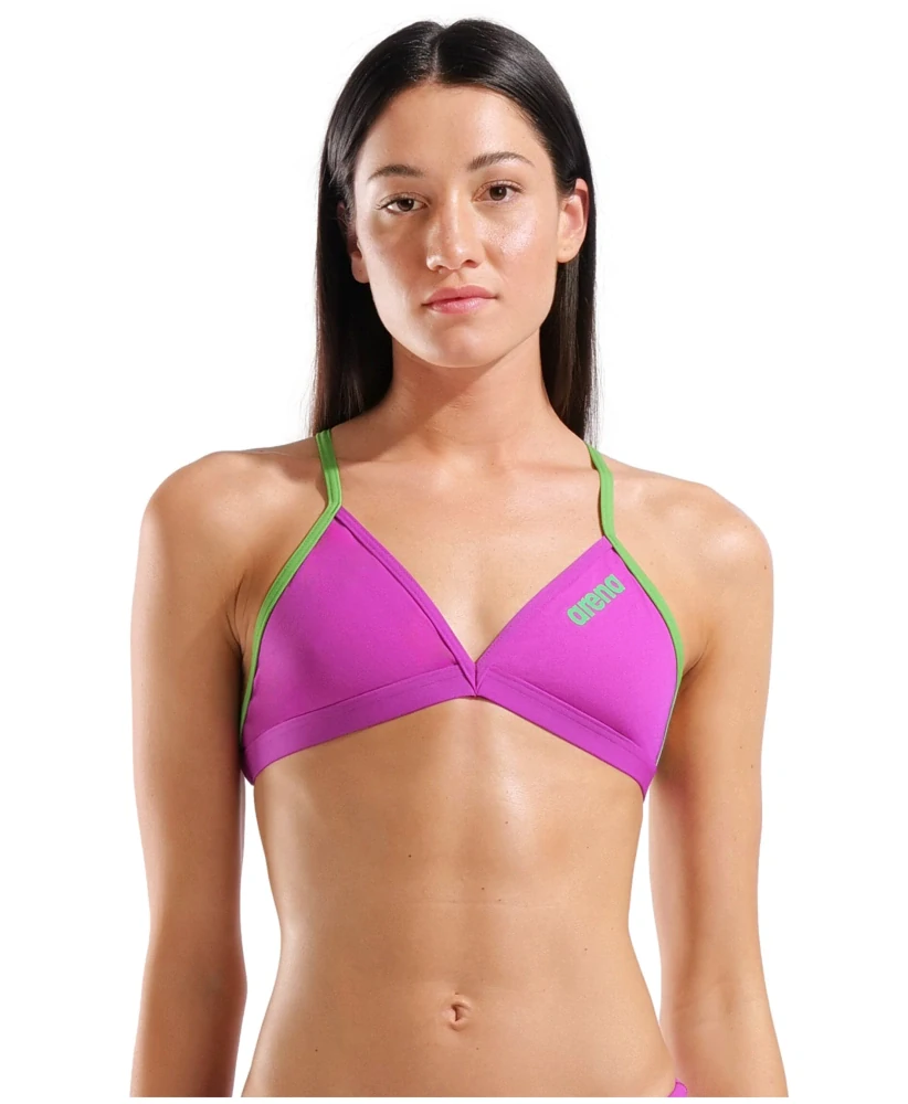Arena Team Swim Top Tie Back Solid VERY FUCHSIA