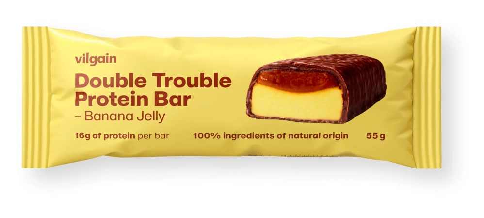 Vilgain Double Trouble Protein Bar - Banánové želé v čokoládě