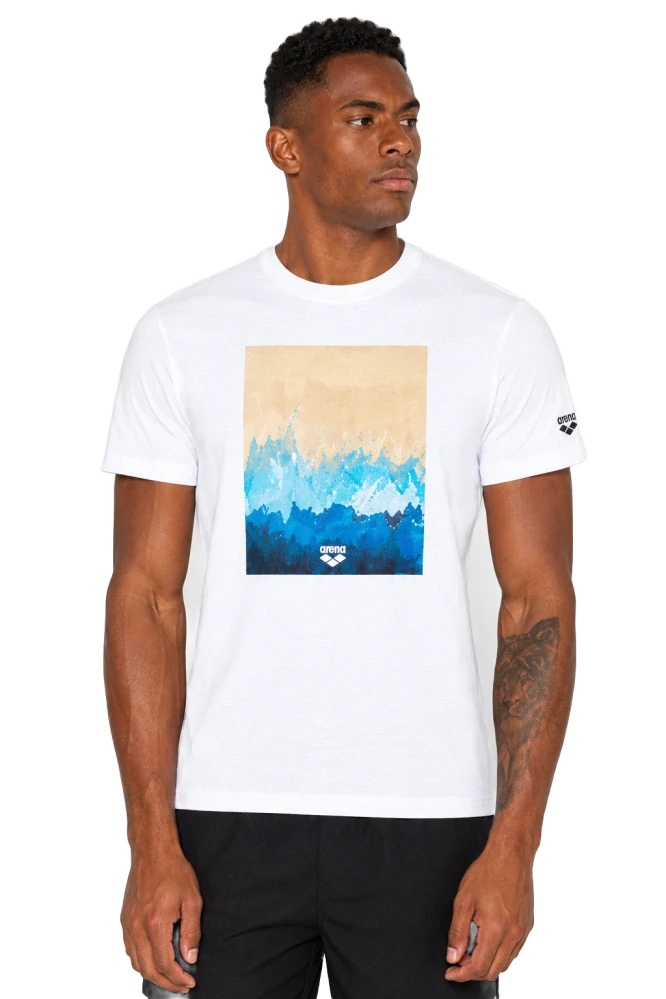 Arena T-Shirt Solid Cotton - White Beach
