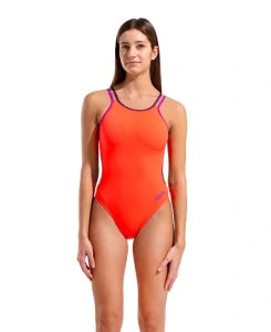 Arena Solid Double Cross Back Coral/Plum