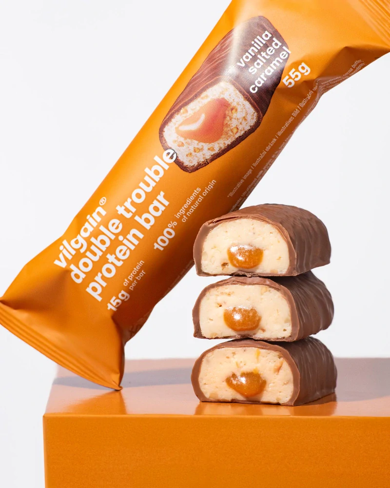 Vilgain Double Trouble Protein Bar - Vanilka se slaným karamelem 