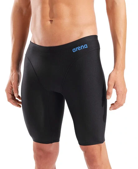 Arena Performance Hyperflow Solid Swim Jammer - Black/Blue Cosmo
