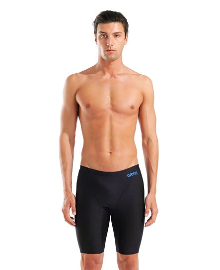 Arena Performance Hyperflow Solid Swim Jammer - Black/Blue Cosmo